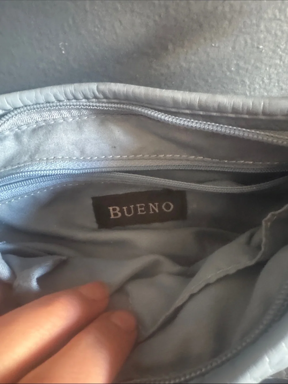 Bueno Quilted Light Blue Crossbody Bag with Front Zipper